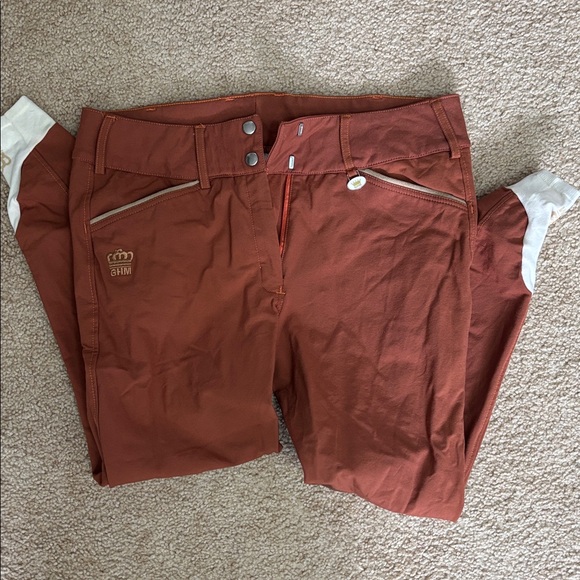 RUST George H Morris Ladies Add Back Silicone Knee Patch Breeches - Picture 5 of 6